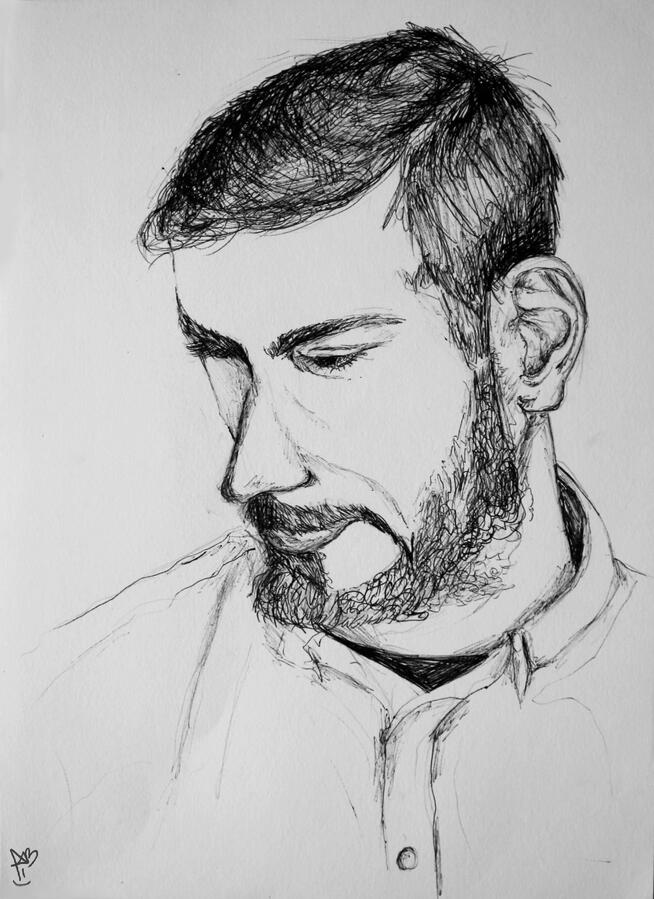 Ana Beatriz Oliveira, Homem, caneta esferográfica e grafite sobre papel 200g/m², 21 x 29,7cm, 2026.